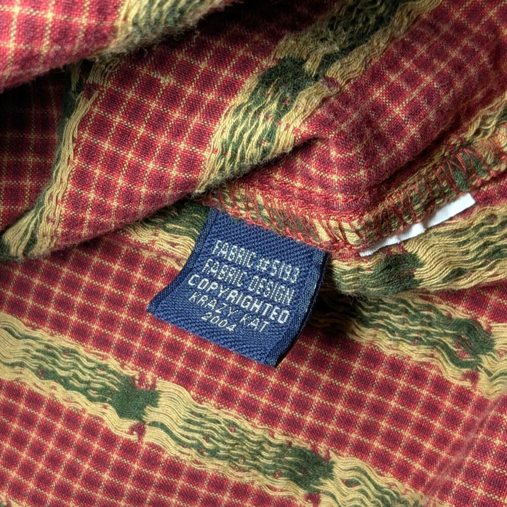 Krazy Kat Vintage Cottagecore Calico Floral Button Down Shirt Red Tan Size M - Picture 15 of 15